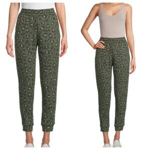 Secret Treasures Women's Cuffed Leopard Print Army Green Sleep Pants Size Large